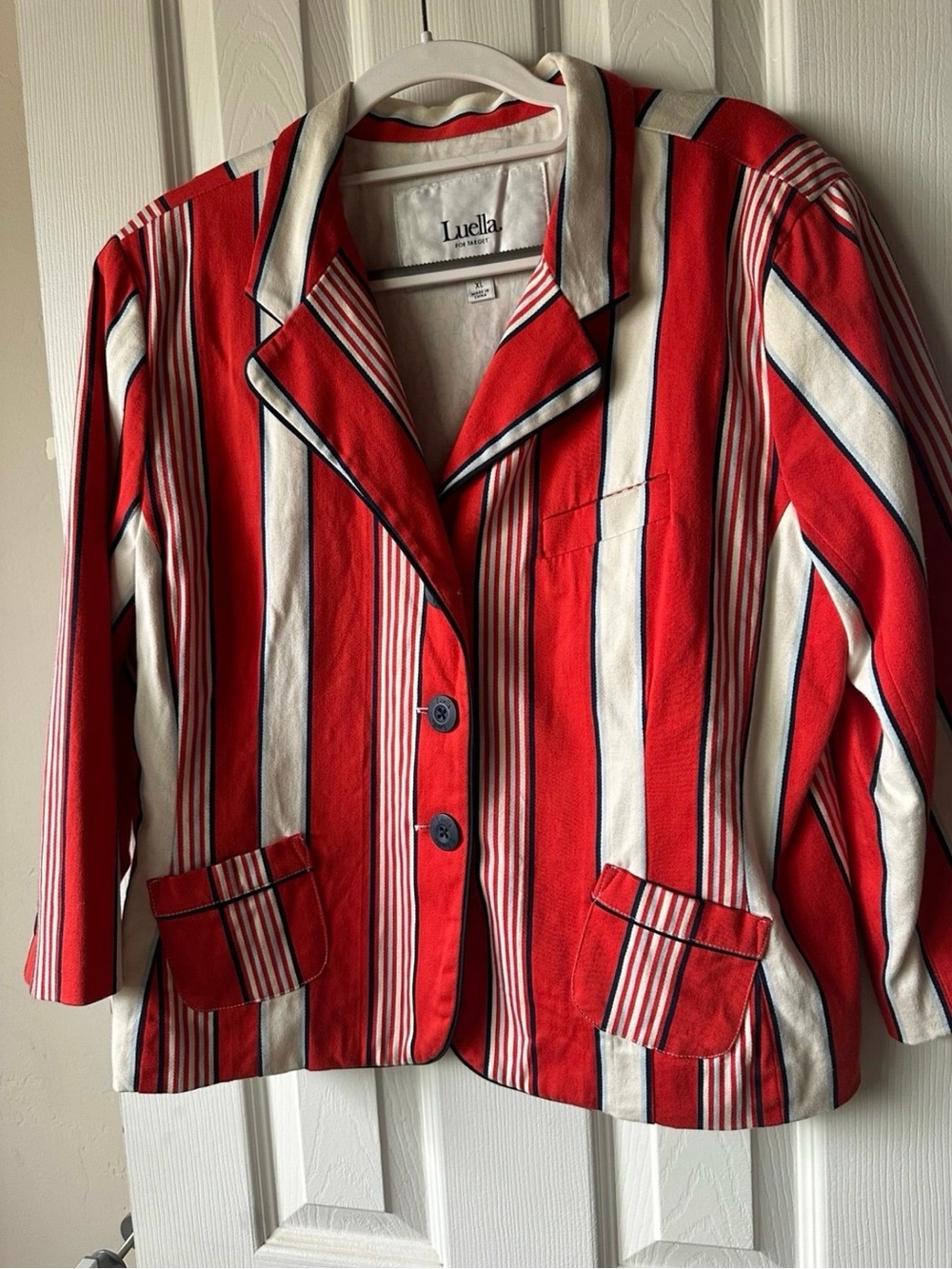 Luella Orange & White Striped Women's Blazer Jacket